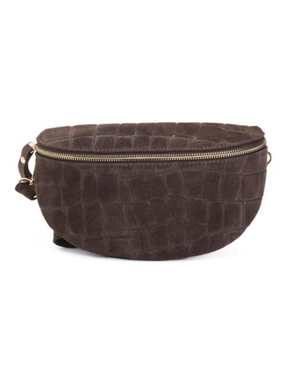 VIOLA CASTELLANI Made In Italy Suede Crocodile Embossed Belt Bag